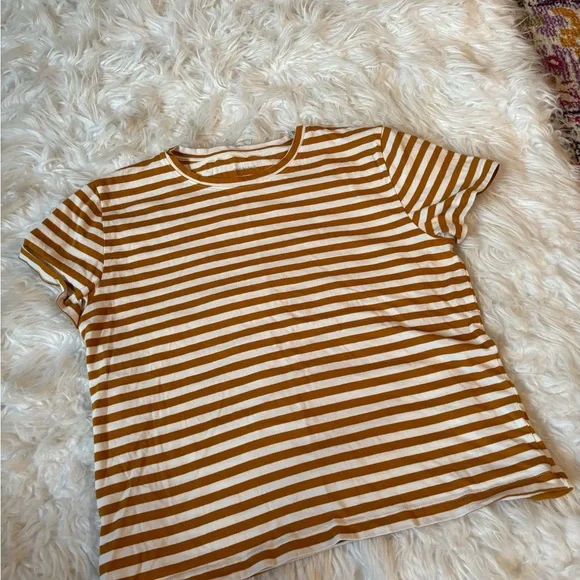 Everlane Mustard and White Striped Tee - Picture 1 of 3